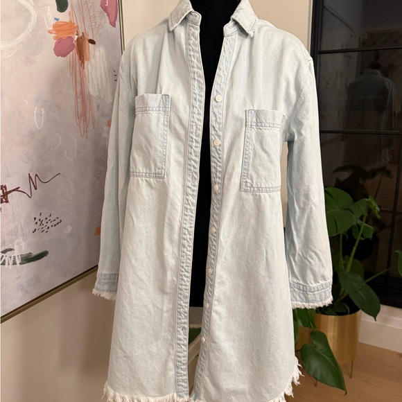 Light Blue Denim Chambray button down Shirt/Tunic - Picture 1 of 4